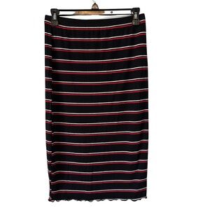 3/$20 Liz & Sara Black, Red & White Striped Ribbed Skirt